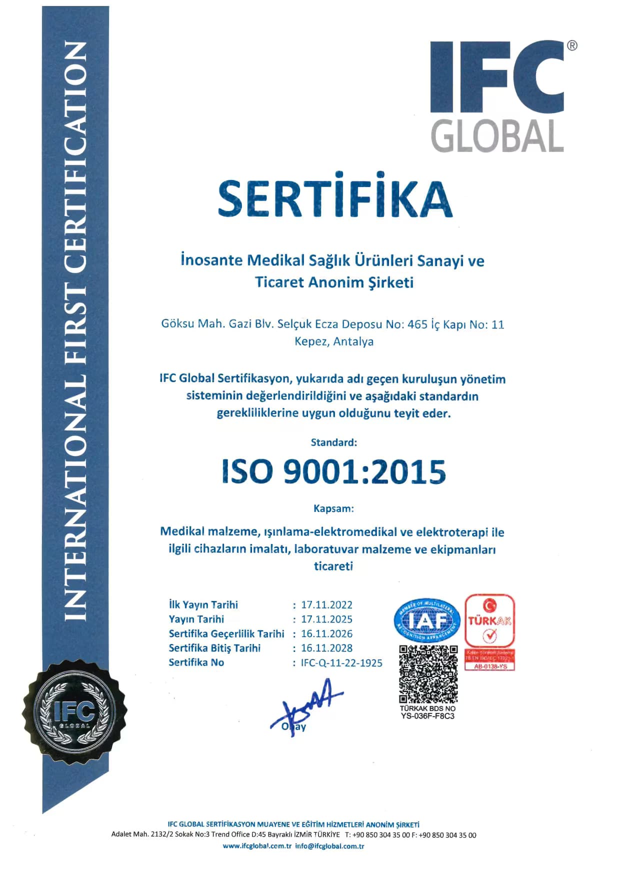 INOSANTE ISO 9001