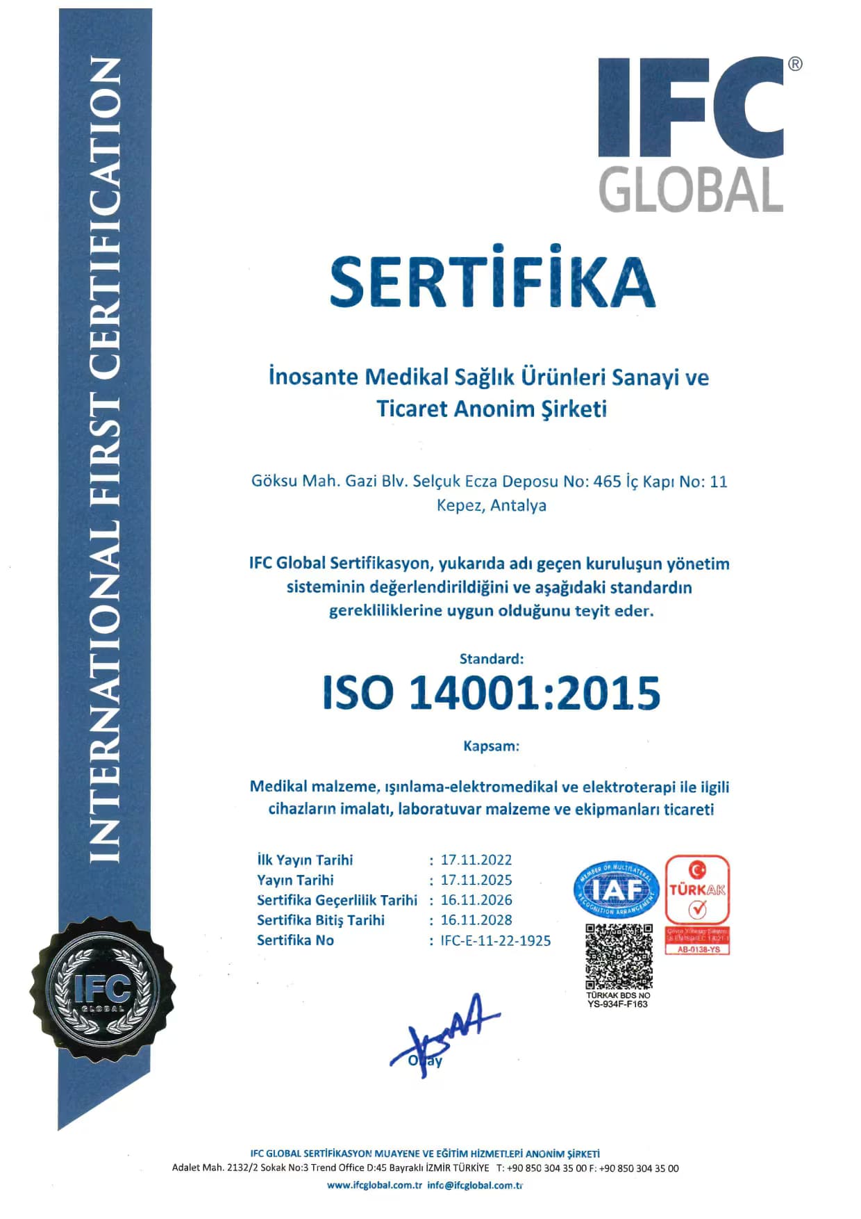 INOSANTE ISO 14001