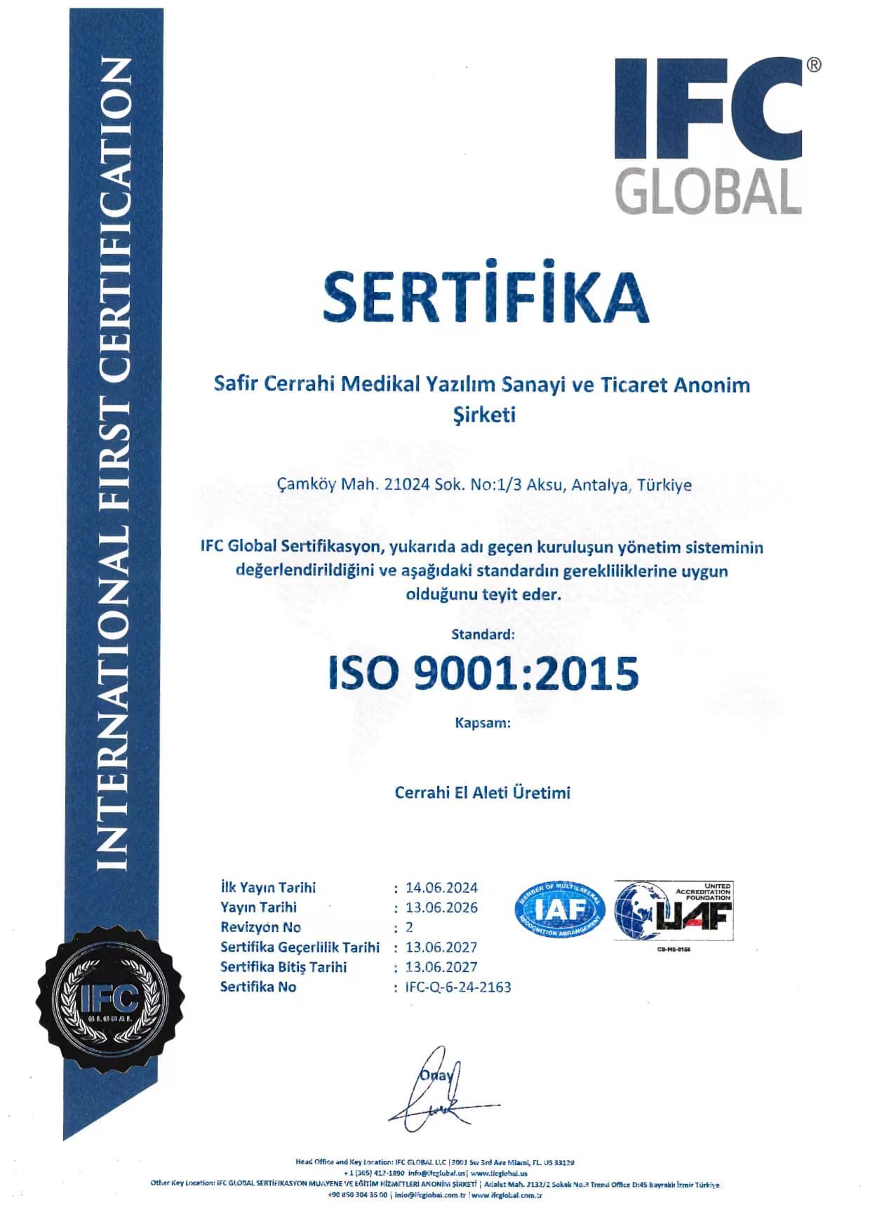 SAFİR ISO 9001